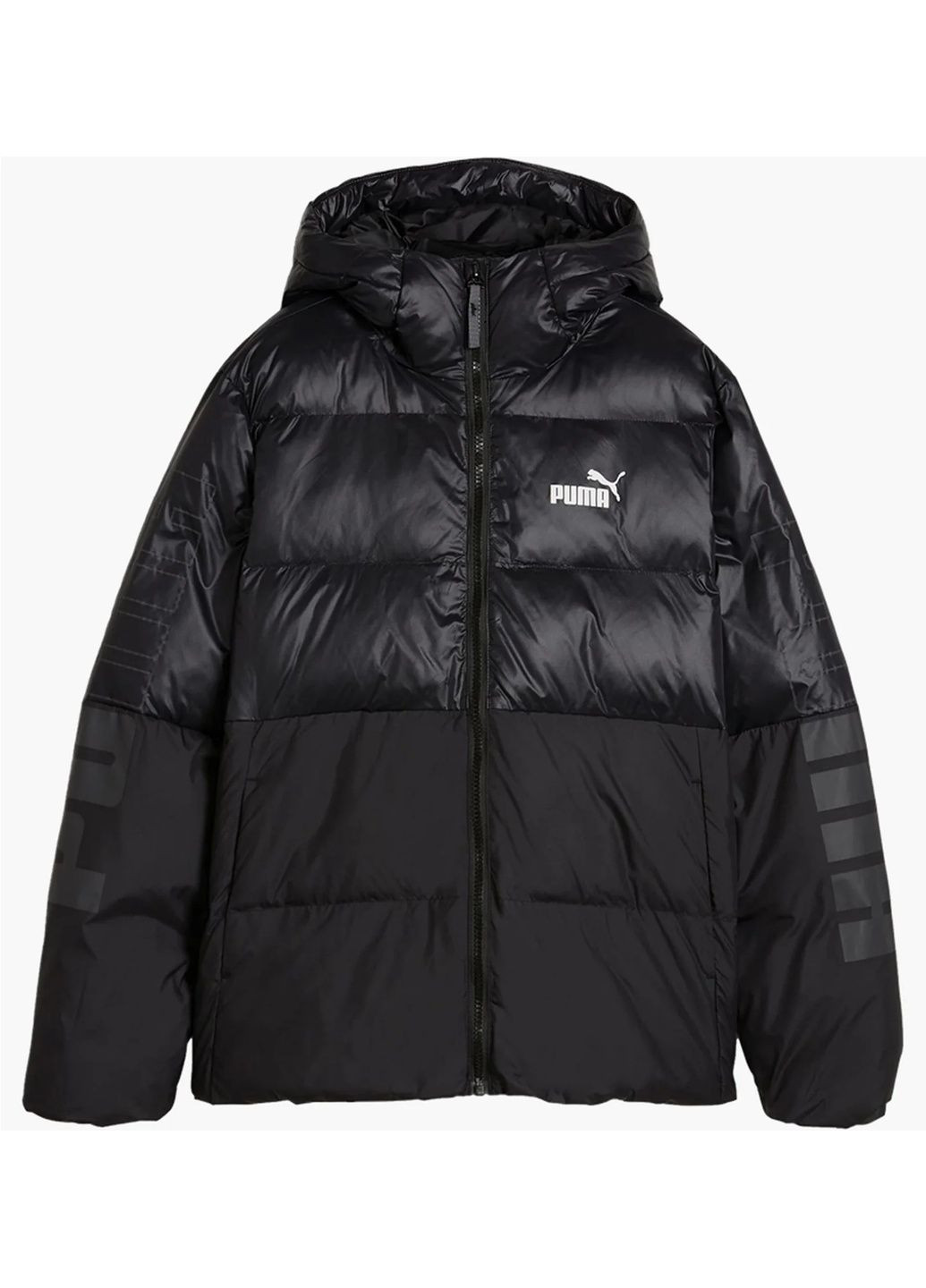 Чорна пуховик жіночий power hooded jacket black 675374-01 Puma