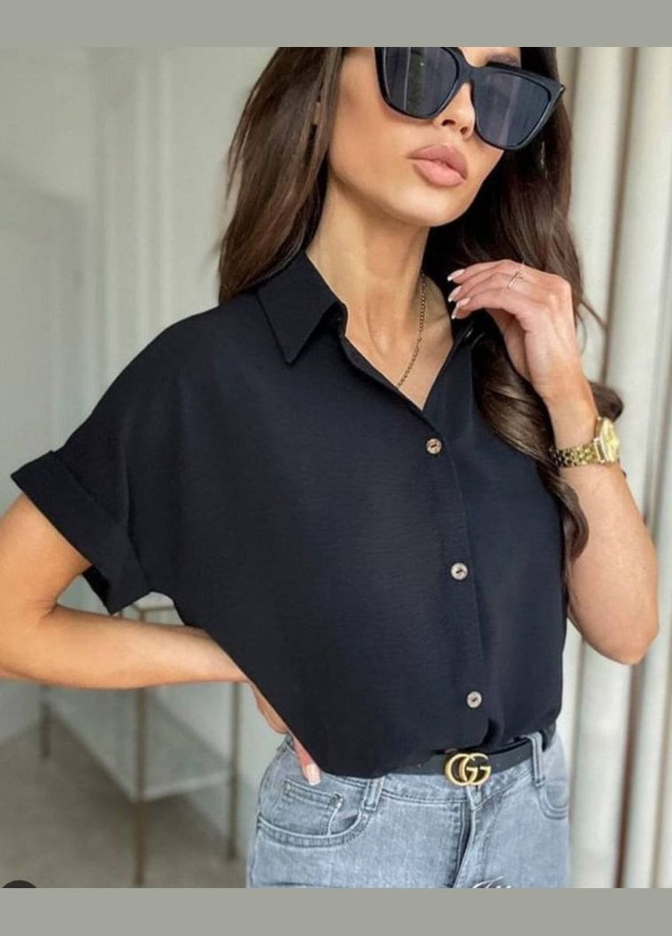 Жіноча сорочка вільного крою з коротким рукавом MonCher (333154745)