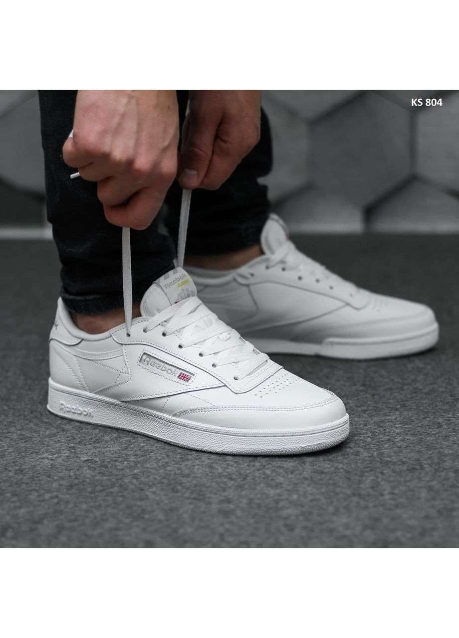 Белые демисезонные кроссовки мужские reebok classic club c white рибок No Brand