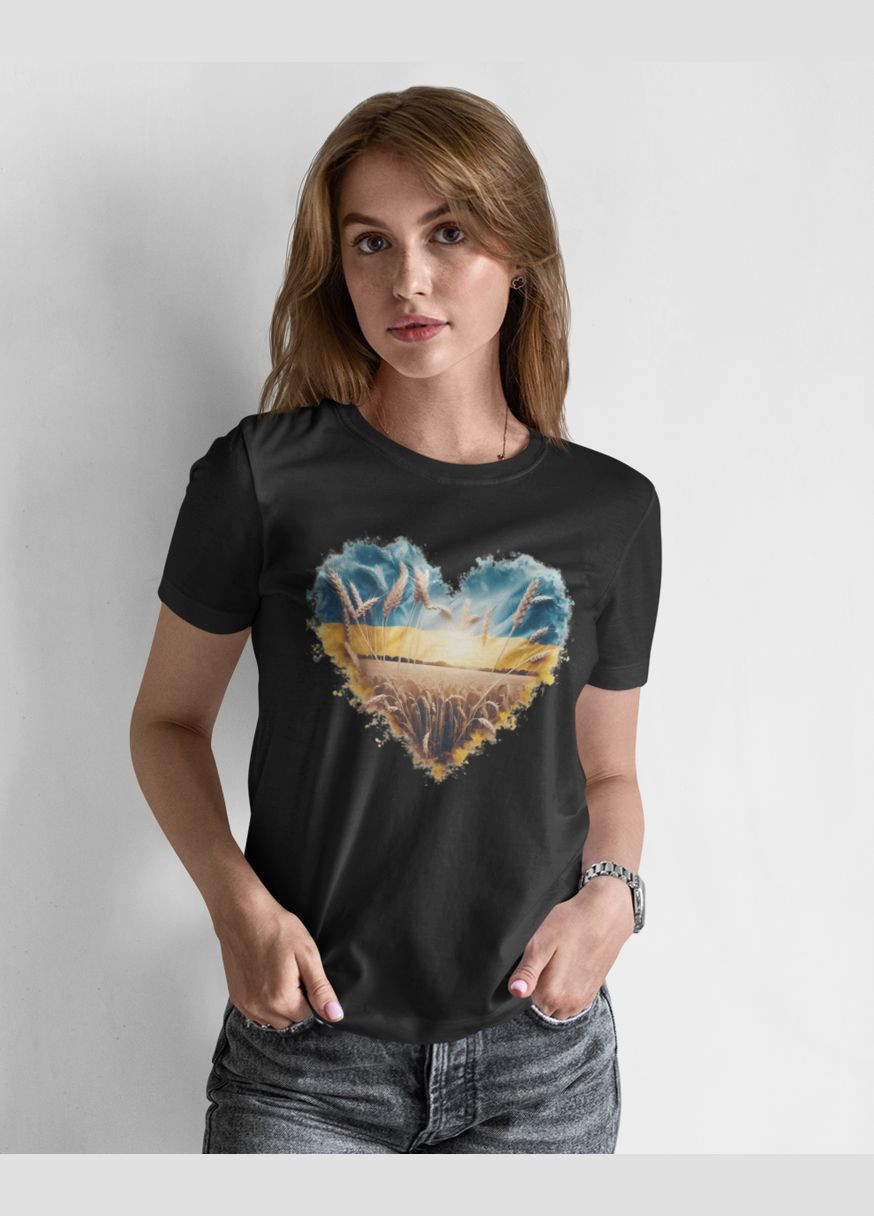 Футболка женская патриотическая с сердцем 21100006 Mishe - (315048390)