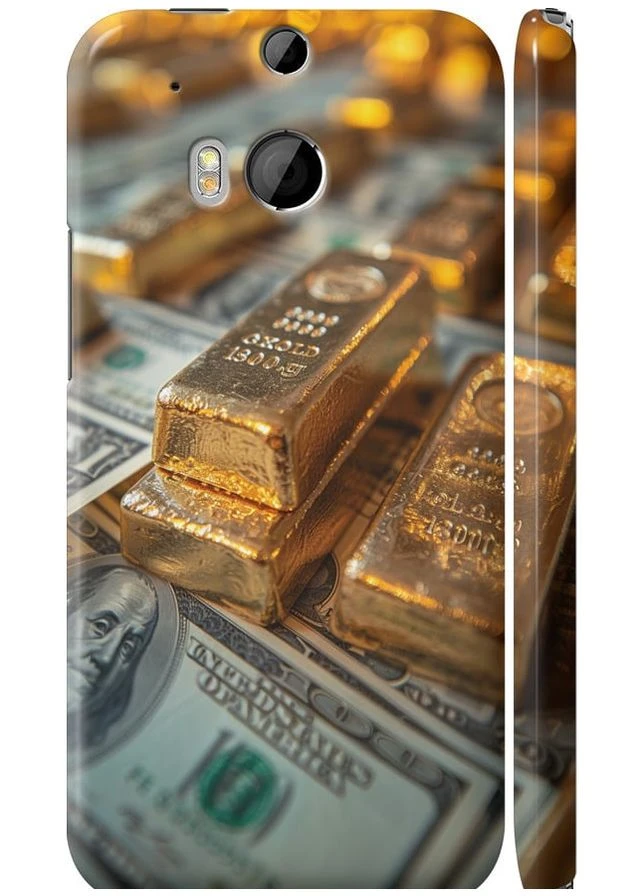 3D пластиковий матовий чохол 'Злитки та долари' для Endorphone HTC One M8 (291133461)