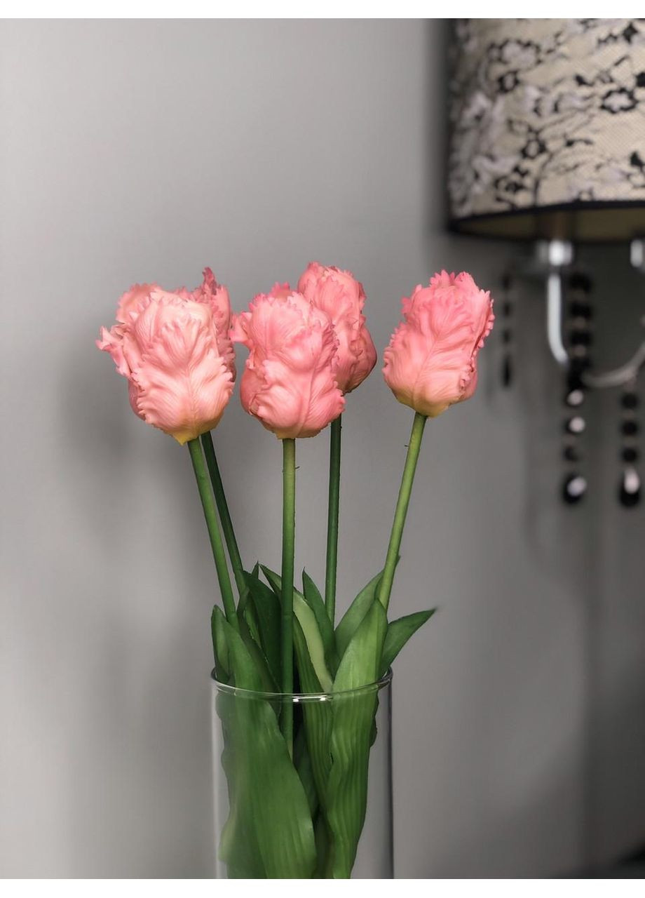 Тюльпани штучні латексні махрові букет 5 квіток світло HVOYA (370161960)