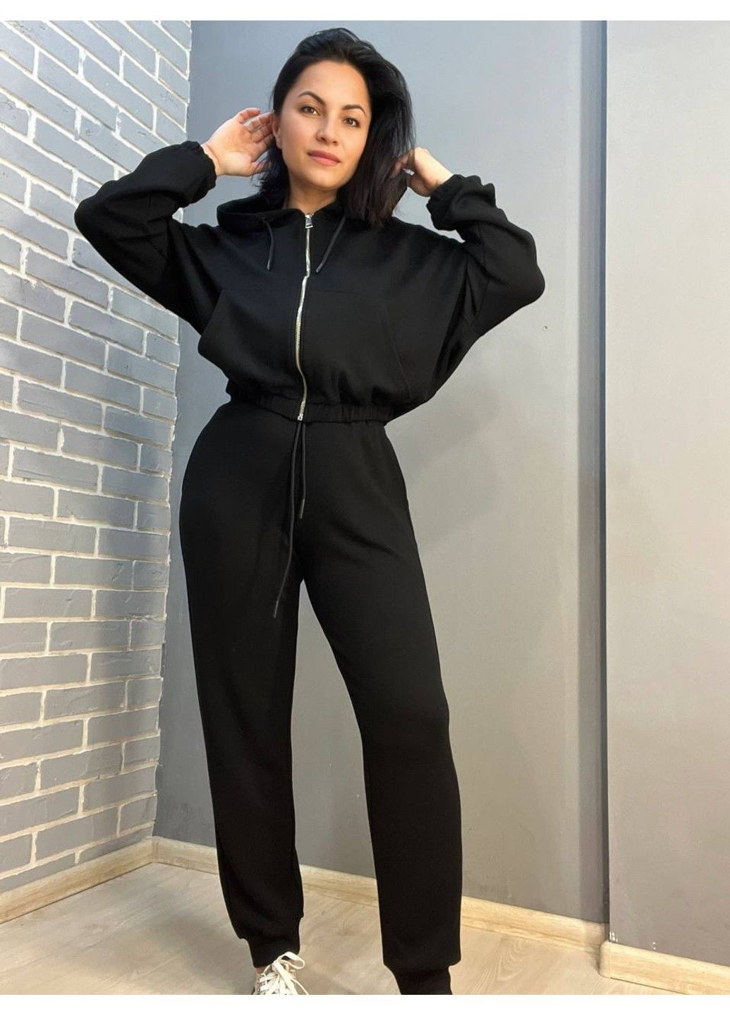 Штаны женские No Matter What 1558 спортивные джоггеры снизу манжет бифлекс черные No Brand (315072058)