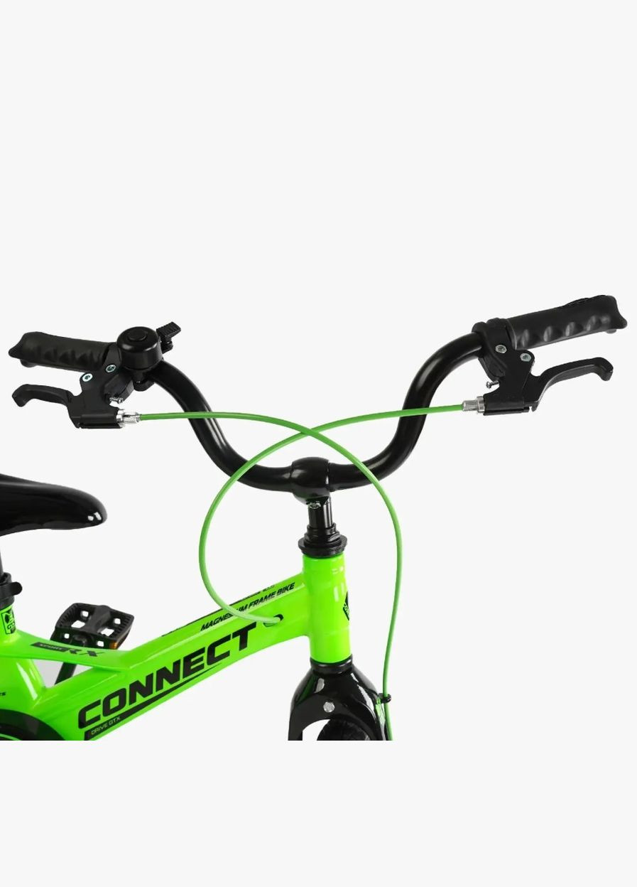 Велосипед Connect двоколісний 14 дюймів з додатковими колесами Салатовий (MG-14155) Corso (316259367)