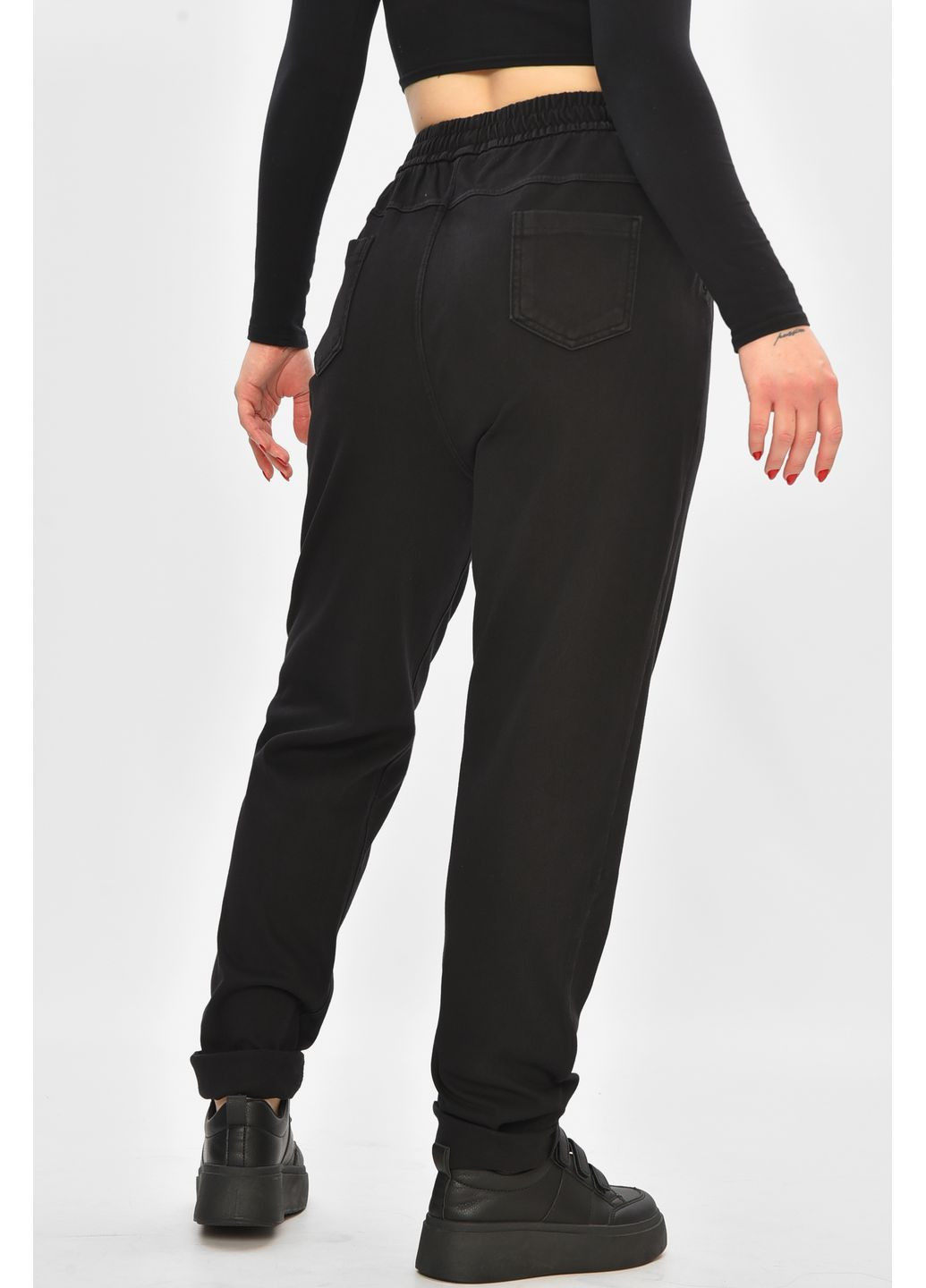 Джинсы женские батальные утепленные черного цвета Let's Shop - (368726595)