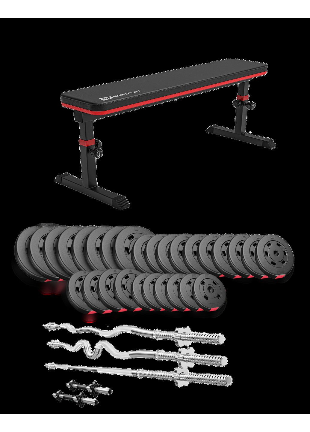 Набір Premium 173кг з лавою HS-1025 Pro, штангами та гантелями Hop-Sport (304266974)