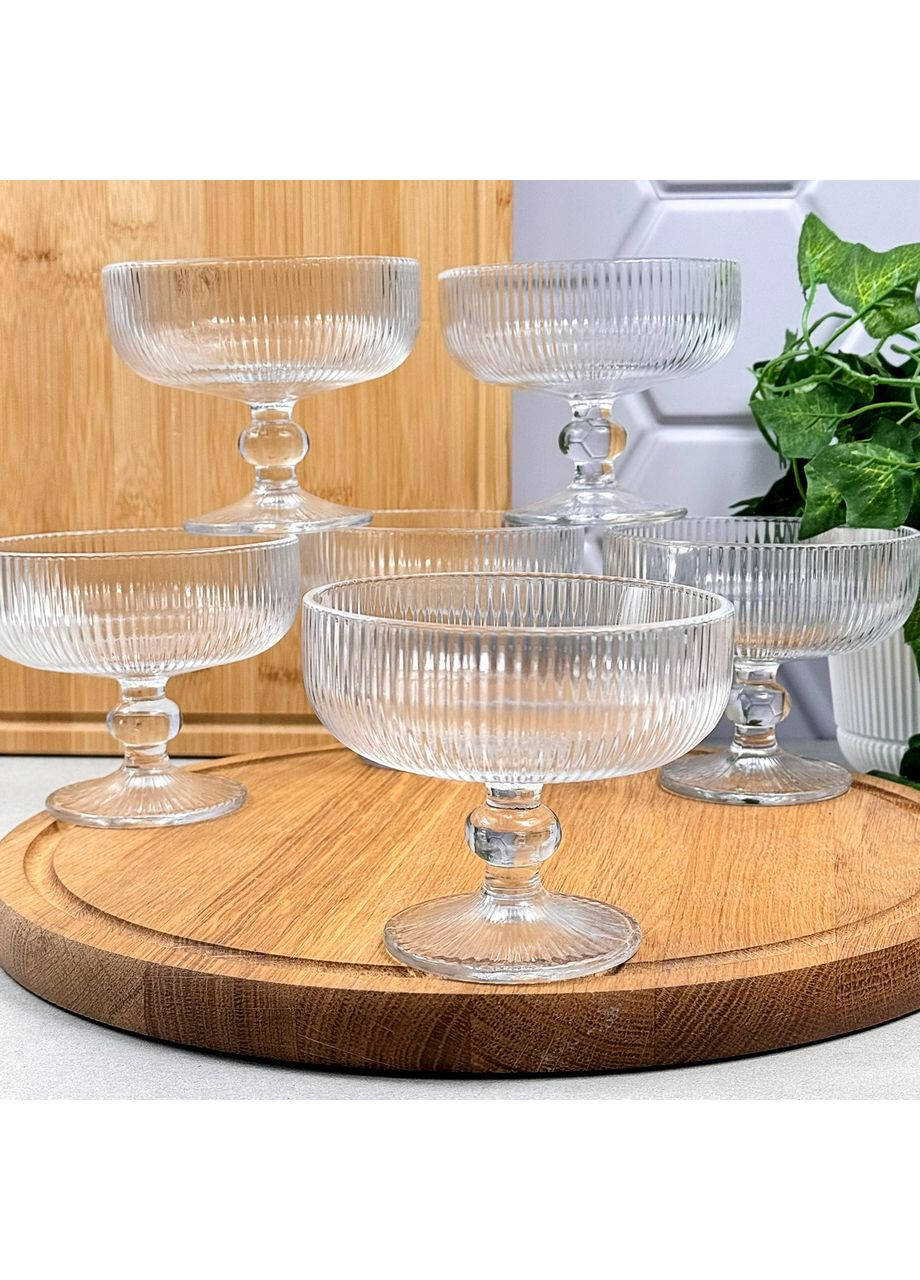 Набір скляних креманок 260 мл на ніжці, 6 шт No Brand (372601561)