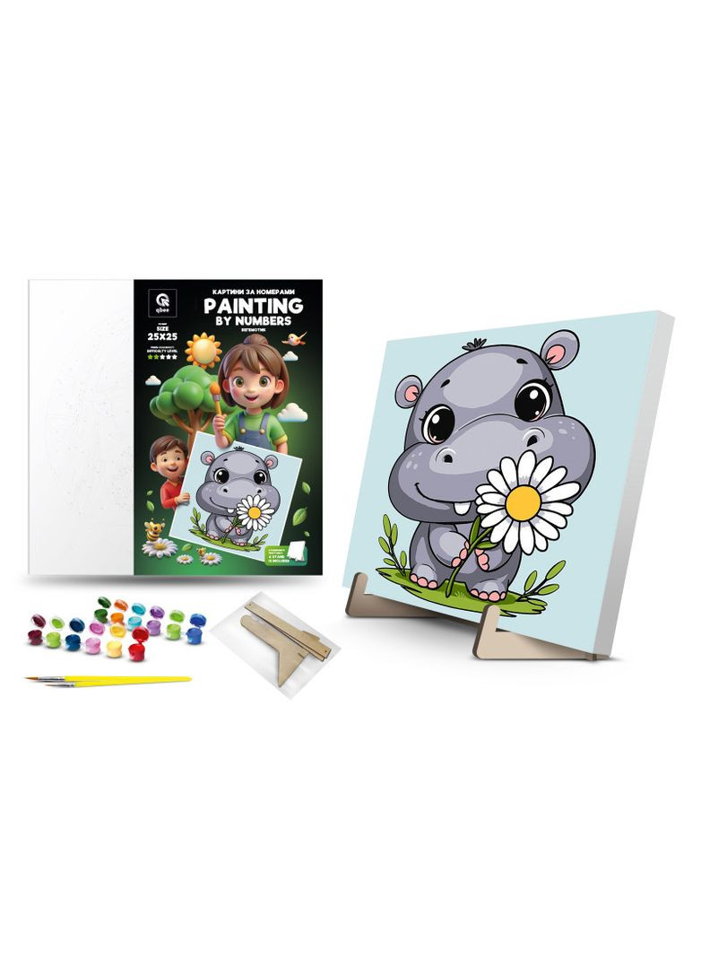 Картина по номерам QB900-005 "Бегемотик" 25х25см qbee No Brand (362428013)