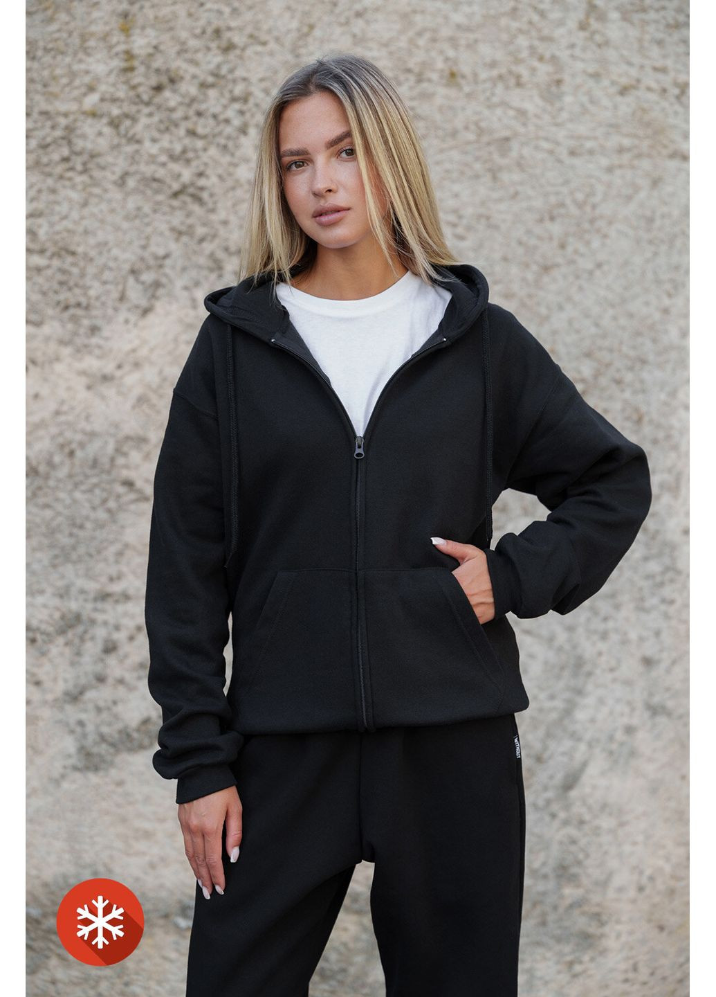 Жіноче Утеплене Зіп Худі На Флісі Зіпер З Принтом Usyk Kane Black Without (372519998)