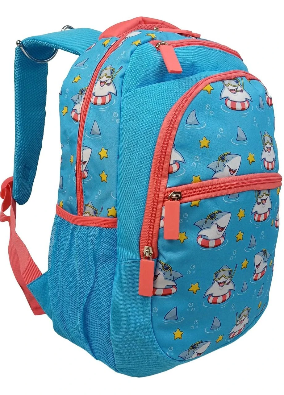 Шкільний рюкзак 19L Riciclo Schulrucksack блакитний з акулами No Brand (397298540)