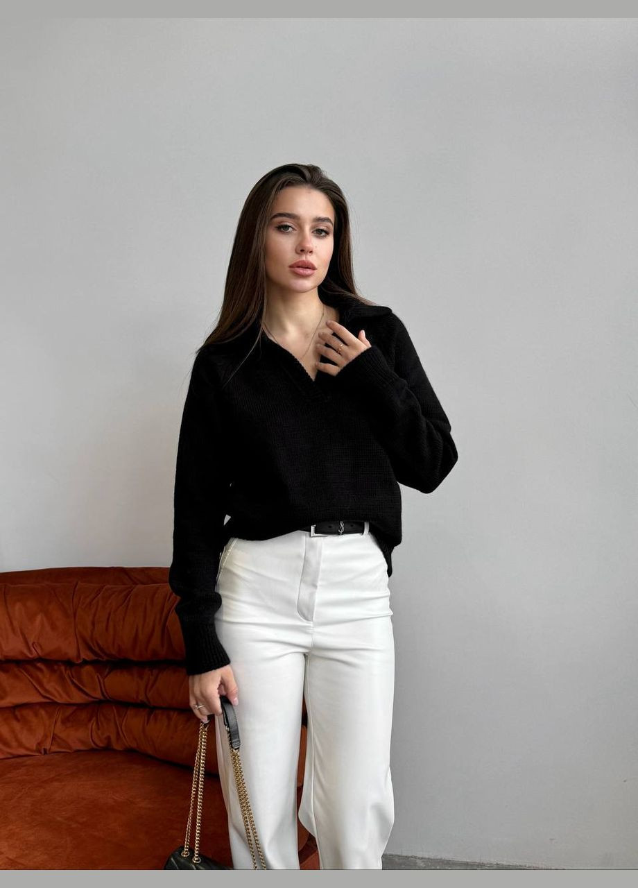 Женский свитер-поло цвет черный р.42/46 450412 New Trend (282933074)