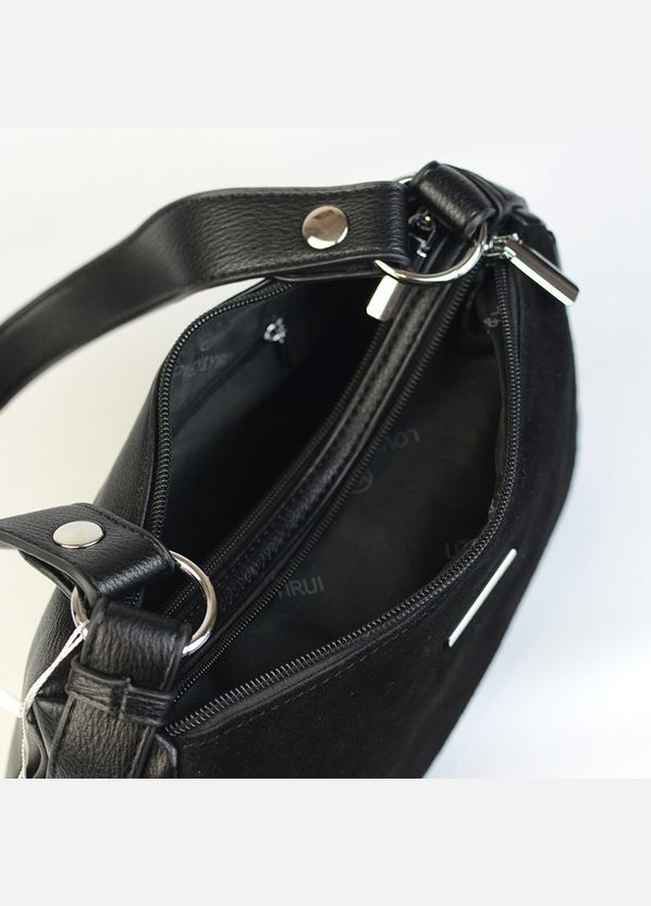 Замшева жіноча сумка багет чорного кольору з ручкою на плече на два відділення Yirui (301536420)