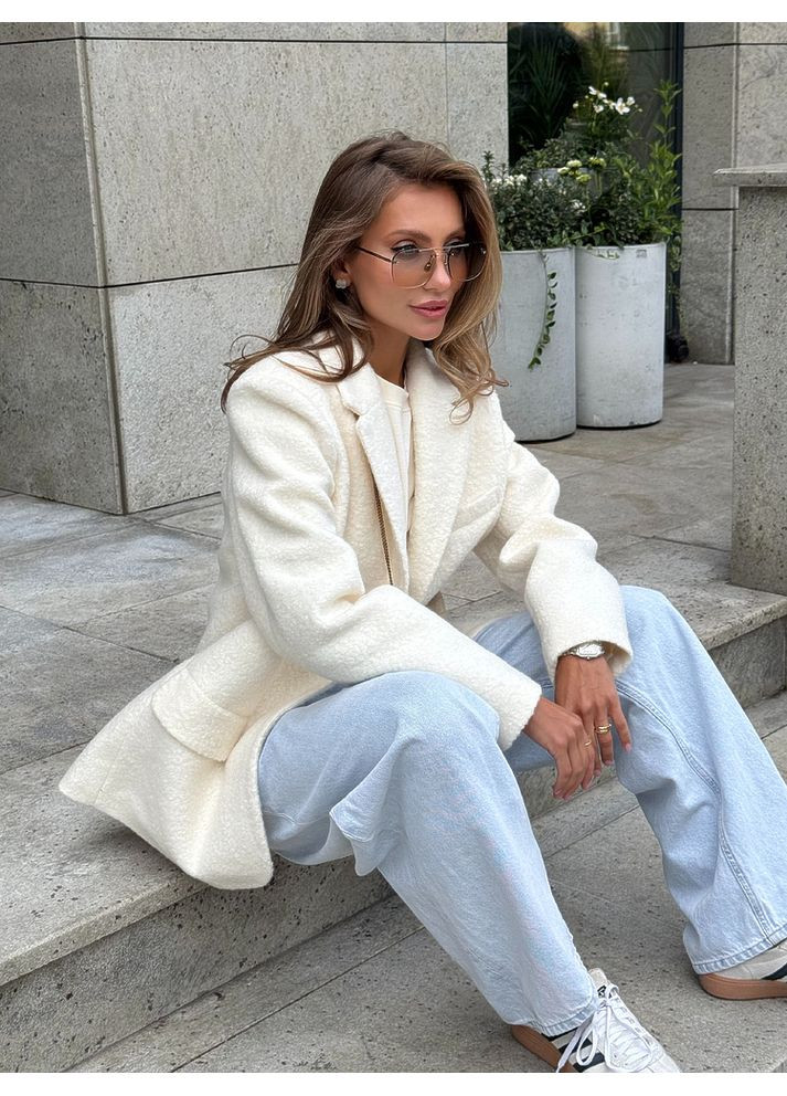 Молочный женский женский пиджак magic букле с карманами (mil597) milirud - всесезон