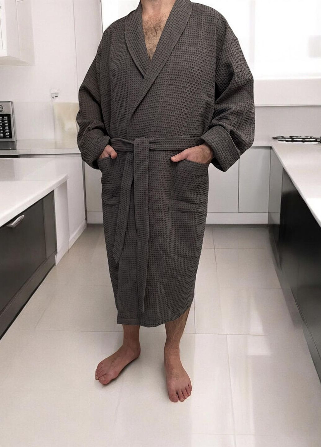 Вафельний халат унісекс Обійми Big size шаль Cosy (352769678)