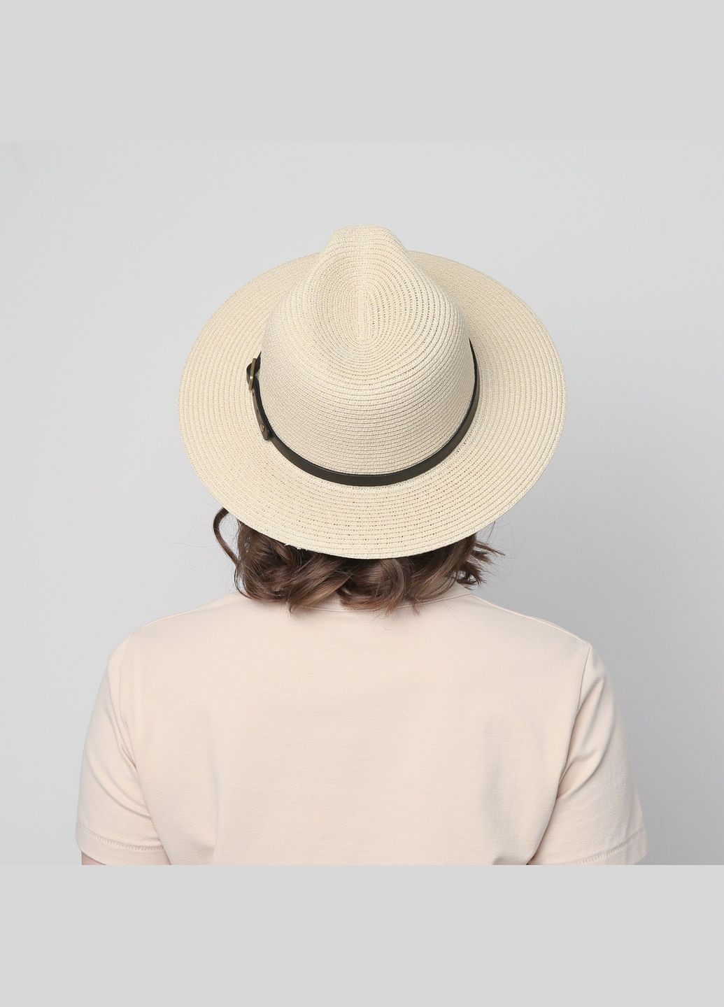 Шляпа федора женская бумага бежевая BRIDGET LuckyLOOK 844-064 (289478361)