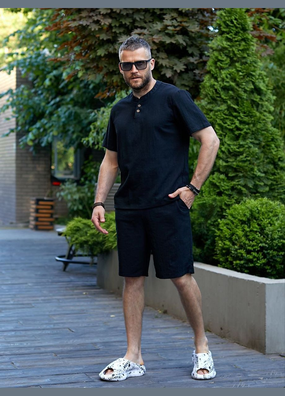 Черный костюм футболка+штаны No Brand