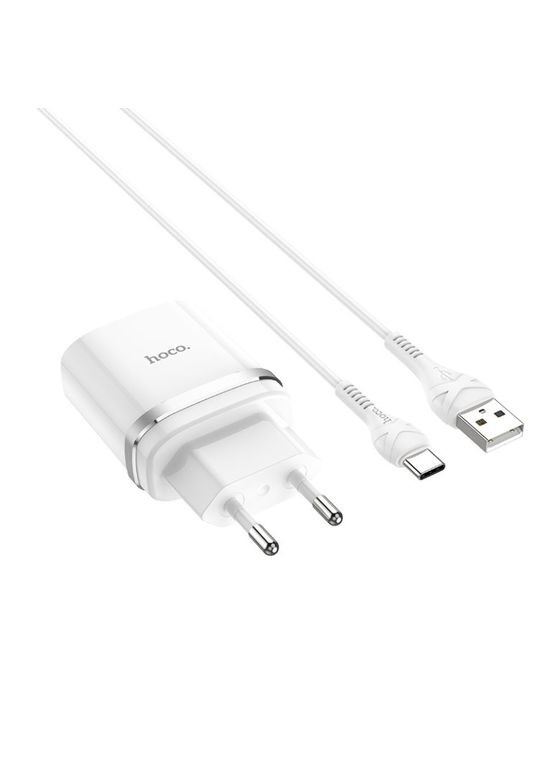 Сетевое зарядное устройство с кабелем QC3.0 charger set(Type-C) 18W White (6931474716309) Hoco C12Q Smart (361347245)