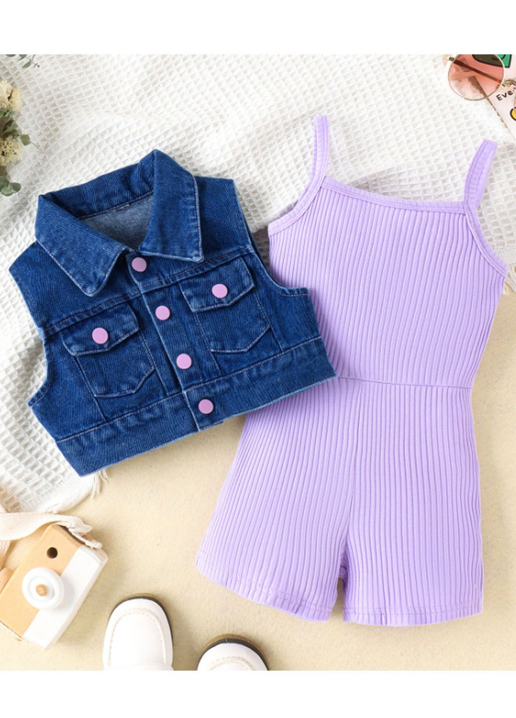 Фиолетовый летний костюм No Brand