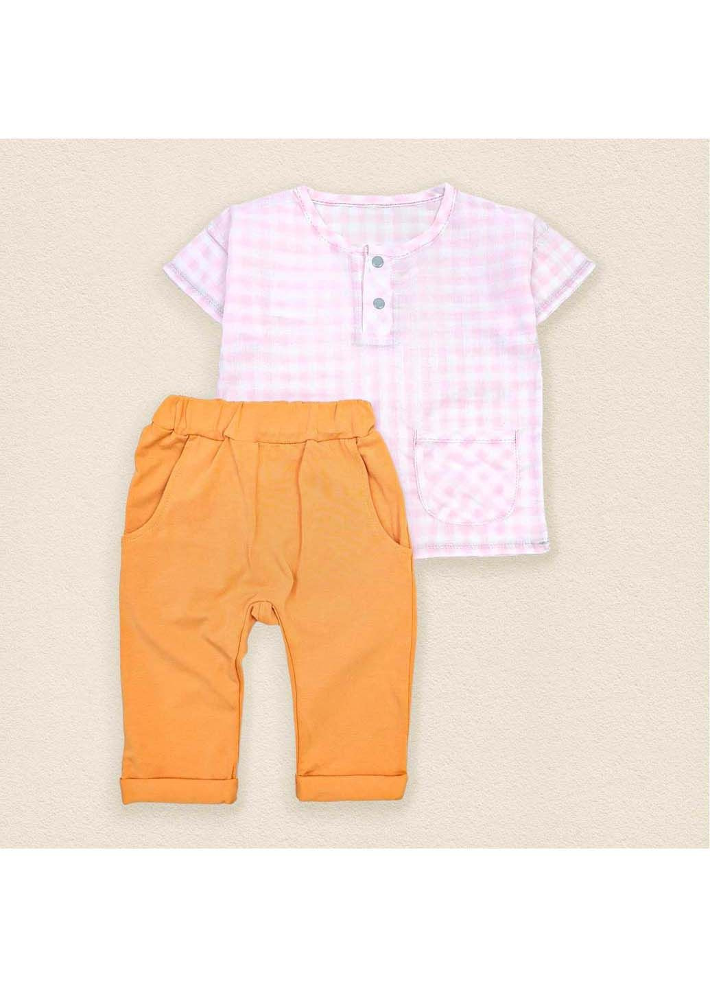 Оранжевый демисезонный костюм детский рубашка и штаны nature dexter's