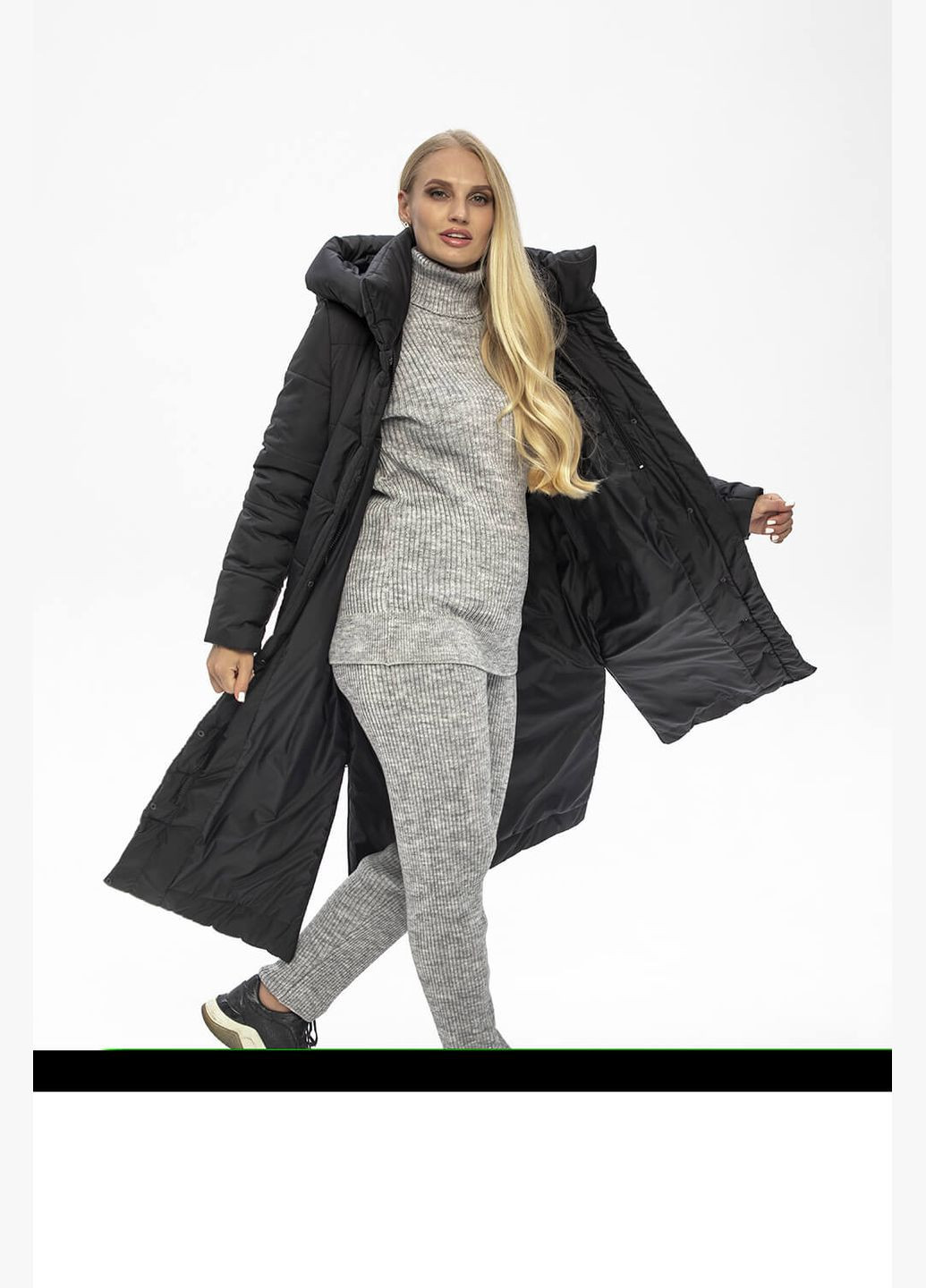 Чорне зимнє Пальто Агата (01191b-brown44) MioRichi