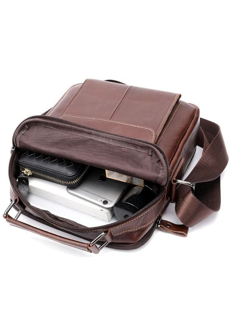 Сумка мужская через плечо кожаная 14835 Коричневая Vintage (302009401)