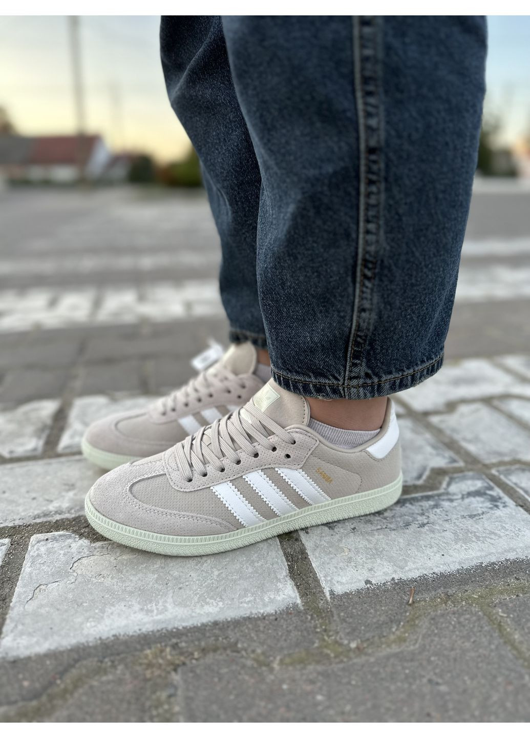 КРОССОВКИ ЖЕНСКИЕ ADIDAS SAMBA OG WONDER WHITE LINEN GREEN АДИДАС САМБА No Brand серые демисезоны (368888091)