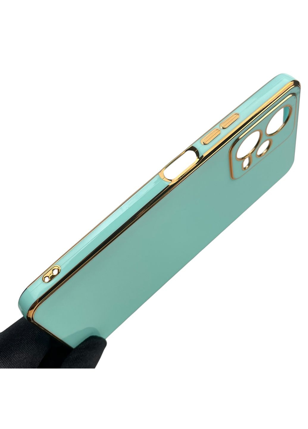 Чехол для Poco X5 5G глянцевый с золотой окантовкой с защитой камеры на сяоми поко х5 5г бирюзовый Xiaomi (366020653)