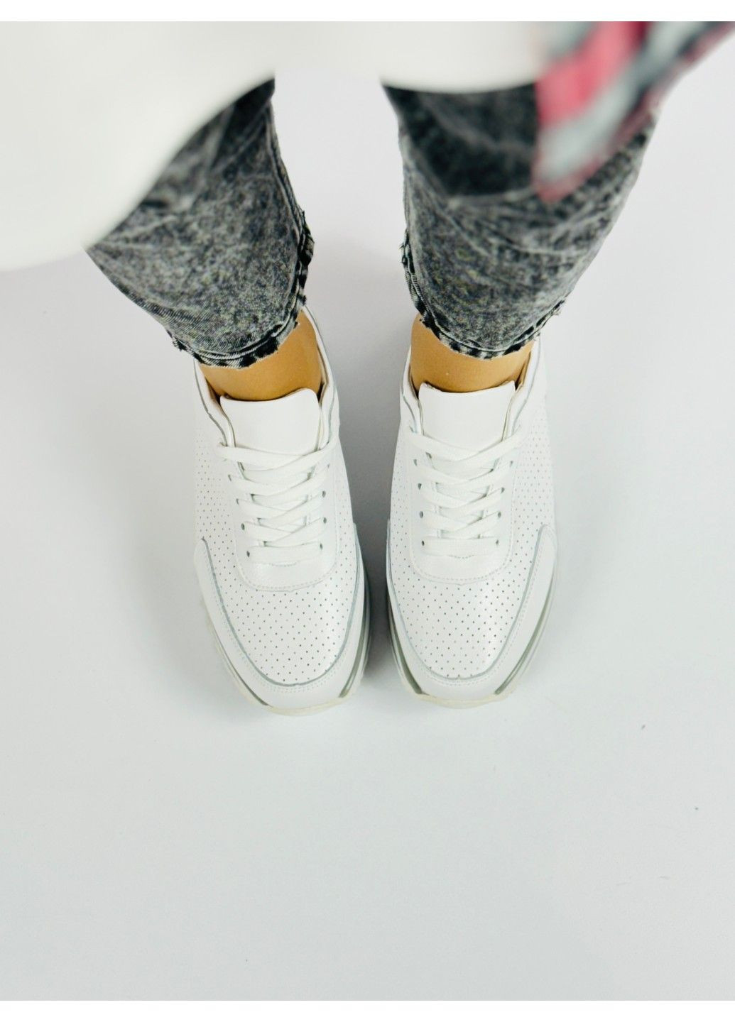 099 Кросівки Шкіряні Білі літні з перфорацією KDSL білі літо (290185875)