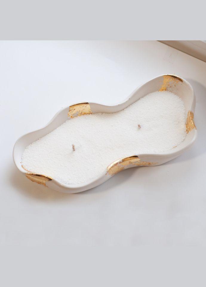 Большая насыпная свеча из пальмового воска в гипсовомм кашпо SP2420, 600 г Spokiy (322948844)