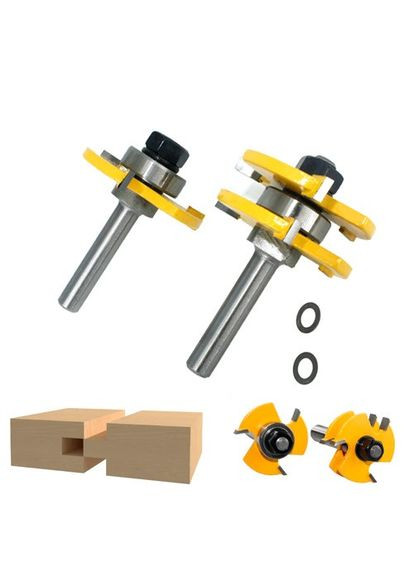 Набір фрез пазо-шипових 2шт, хвостовик 6.35мм, сталь, для ручного фрезера, 105701 No Brand (373402527)