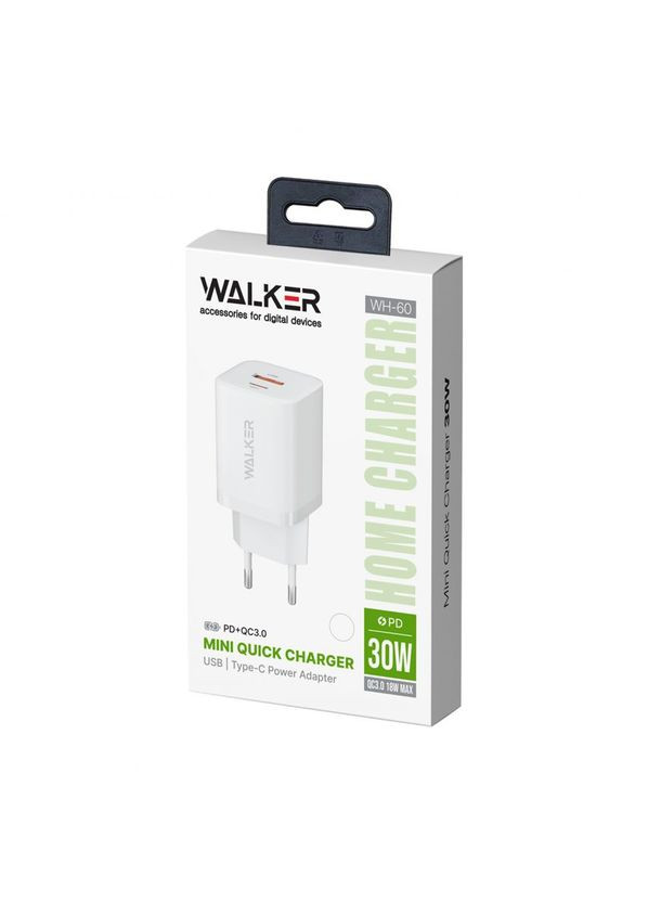 Сетевое зарядное устройство (адаптер) WH-60 PD_30W / QC_18W / 30W Max white Walker (333827668)