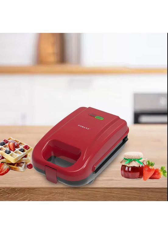 Вафельниця 5 в 1 гриль горішниця бутербродниця мультипекар двосторонній 650 Вт (KS404) Sokany (372083769)