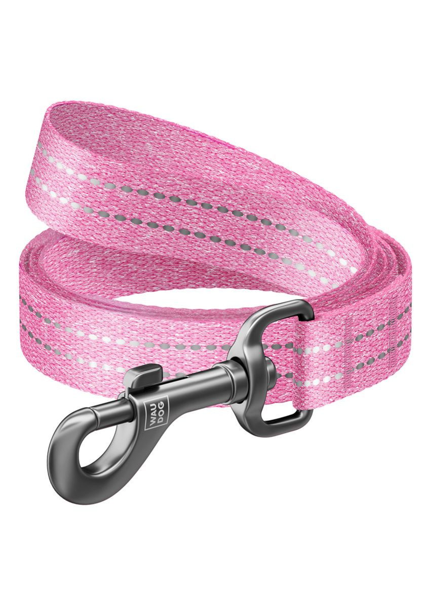 Повідець для собак з відновленої бавовни Re-cotton світловідбивний Ш 20 мм Дл 200 см Рожевий WAUDOG (322125202)
