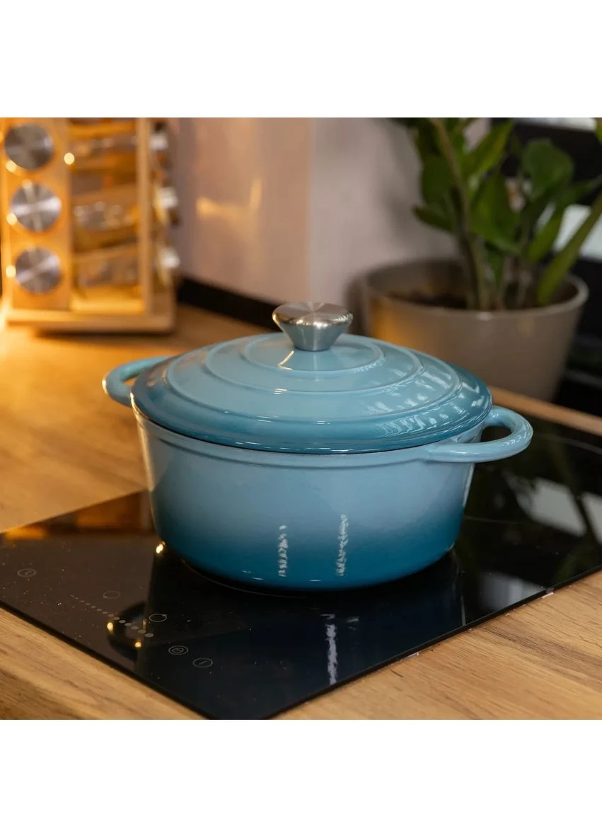 Кастрюля чугунная Премиум Куквар 2.5 л Эмалированная Синяя Premium Cookware (398090548)