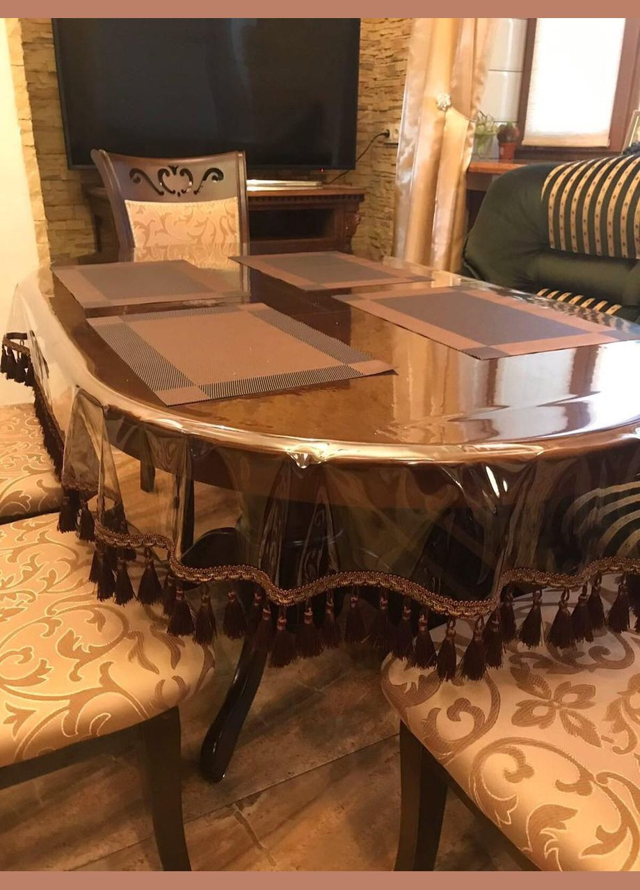 Силиконовая скатерть СALIPSO с коричневой бахромой 190x130см Calipso (313288181)