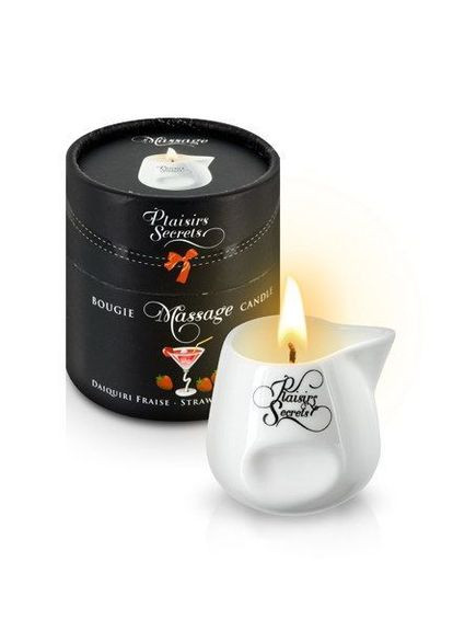 Массажная свеча Strawberry Daiquiri (80 мл) подарочная упаковка, керамический сосуд Plaisirs Secrets (291439597)