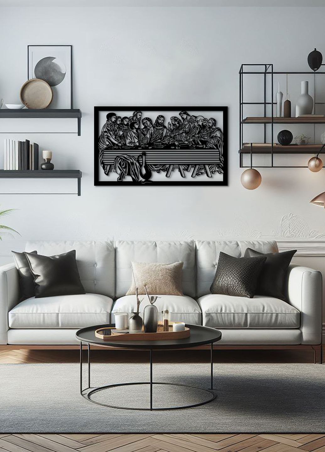 Настінний декор для кімнати, інтер'єрна картина з дерева "Тайна вечеря", оригінальний подарунок 40х25 см Woodyard (292013287)