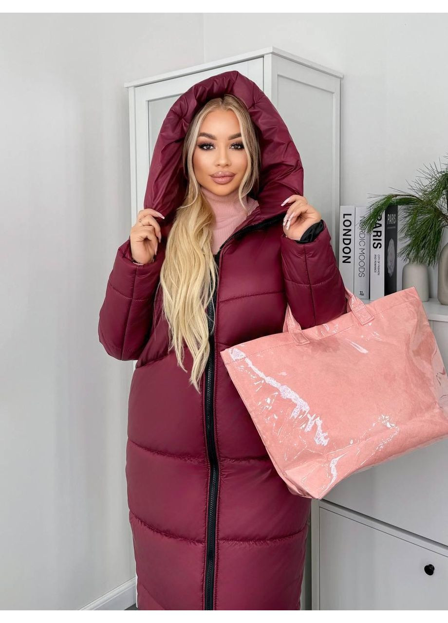 Бордовий зимній Пуховик аляска Po Fanu