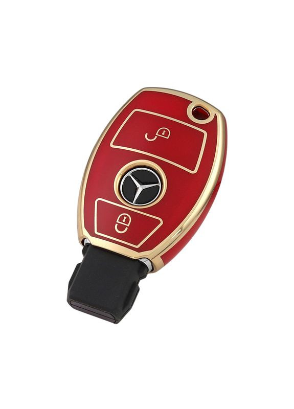 Чехол ключа + золотая окантовка (2 кнопки) TPU Mercedes-Benz (369610375)
