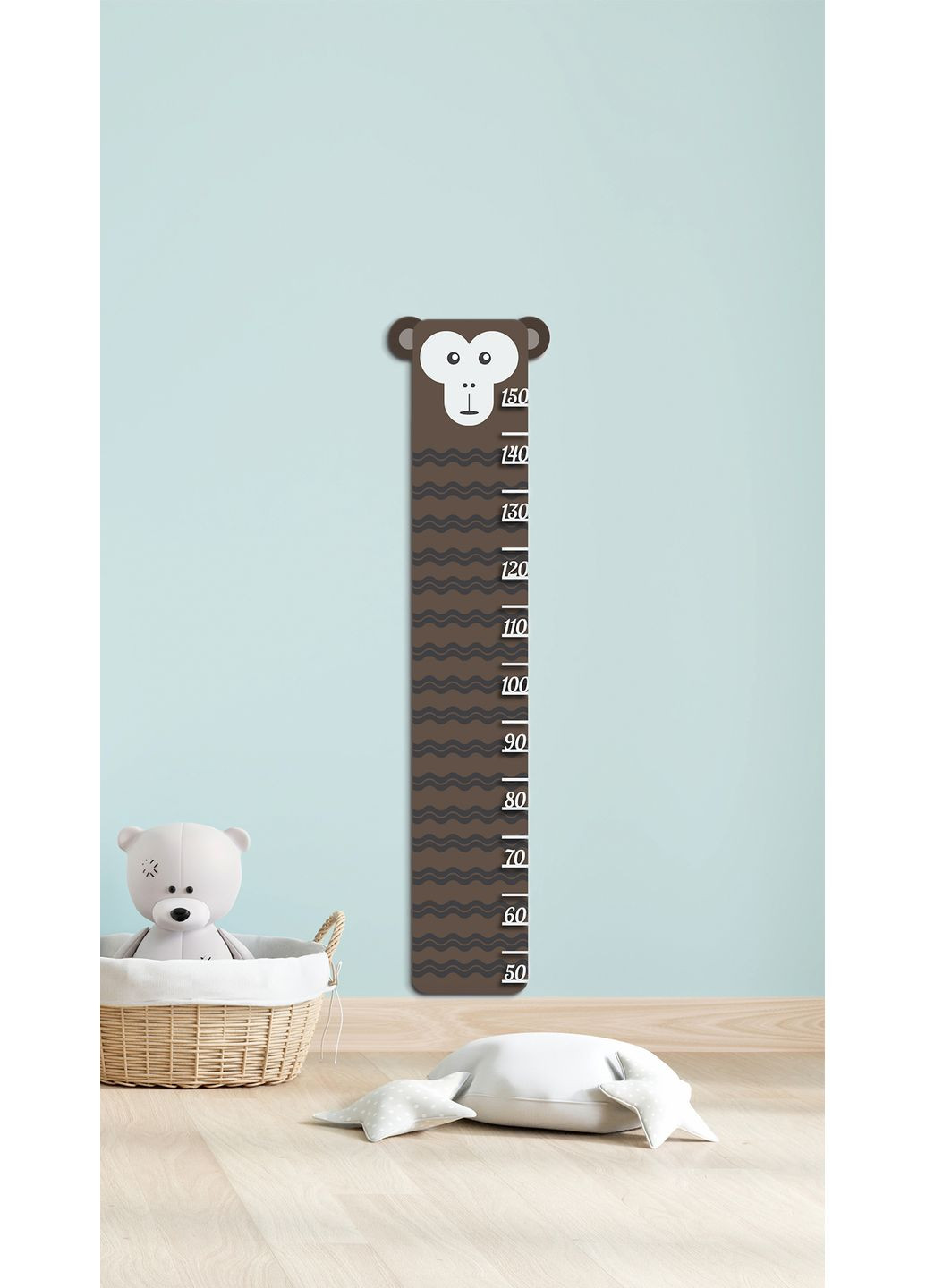 Виріб з натуральної деревини для дитячої кімнати, спальні Ростомер "Мавпочка" 118х28 см Decart (360611064)