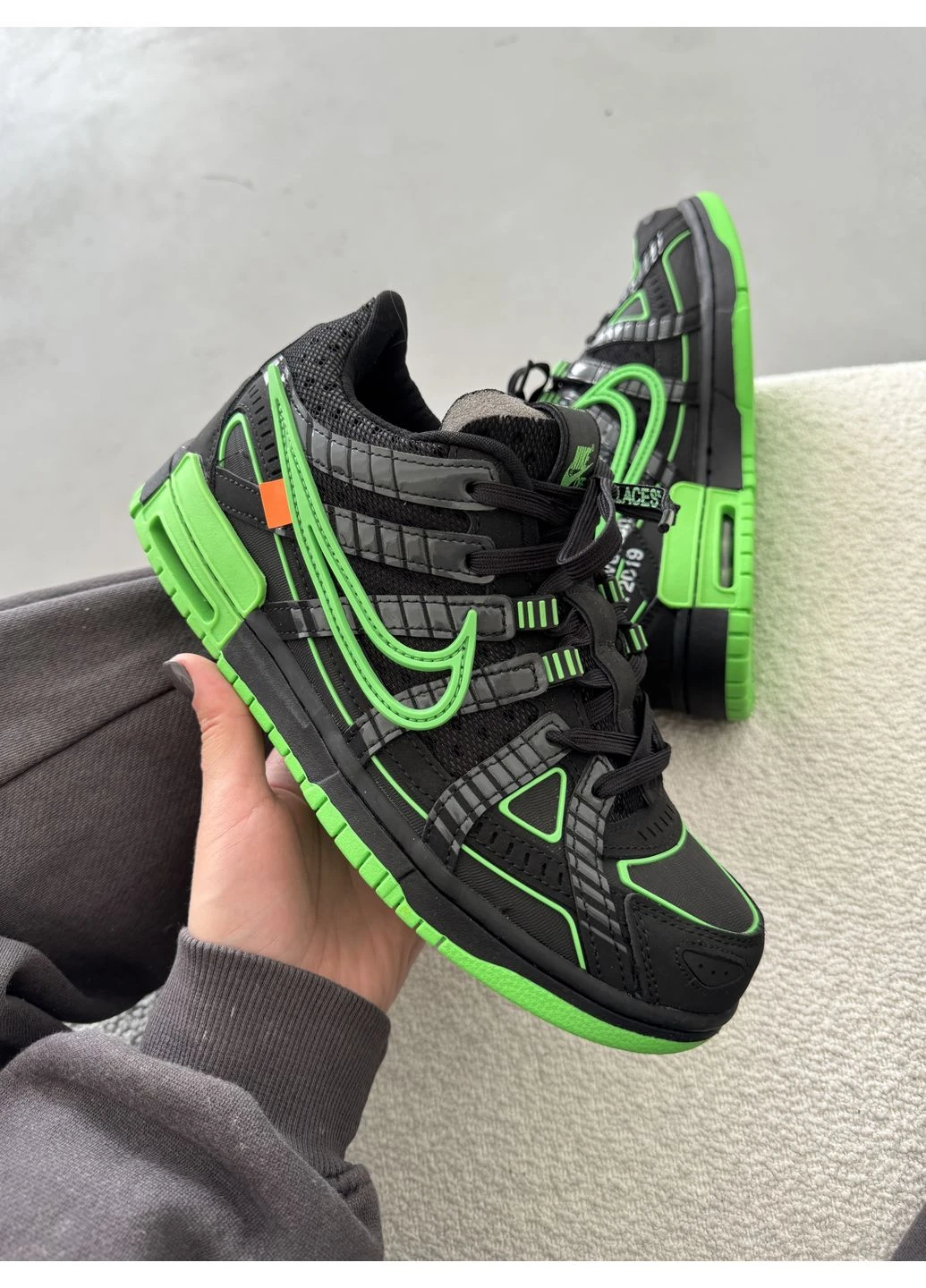 Білі літні кросівки nike x rubber dunk black/green найк данк No Brand