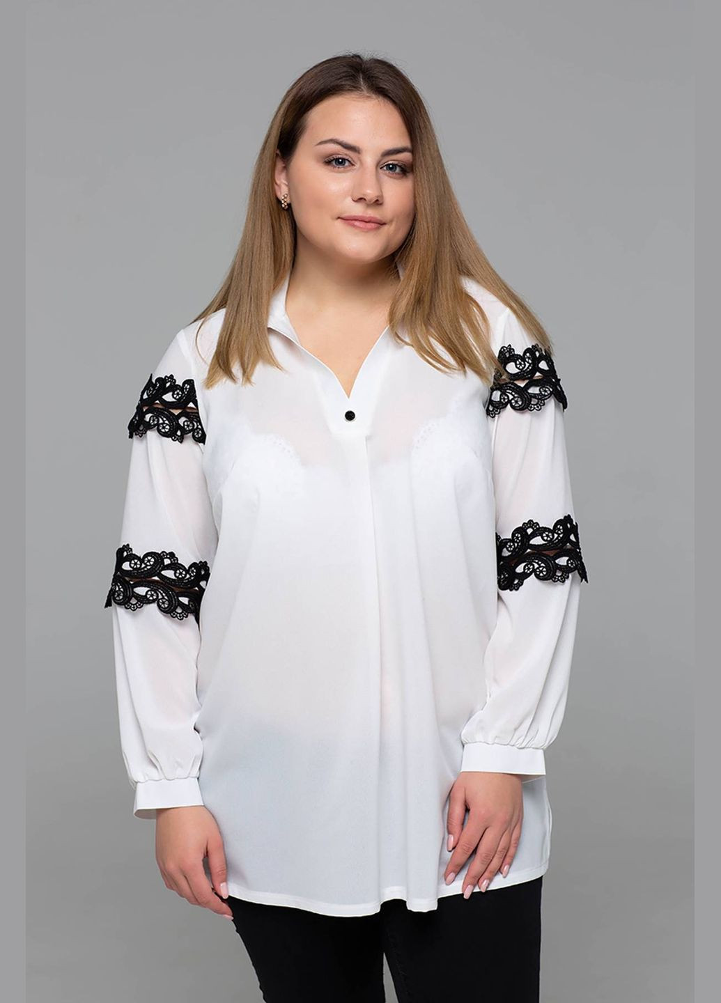 Біла ошатна блуза з мереживом андреа білий Tatiana