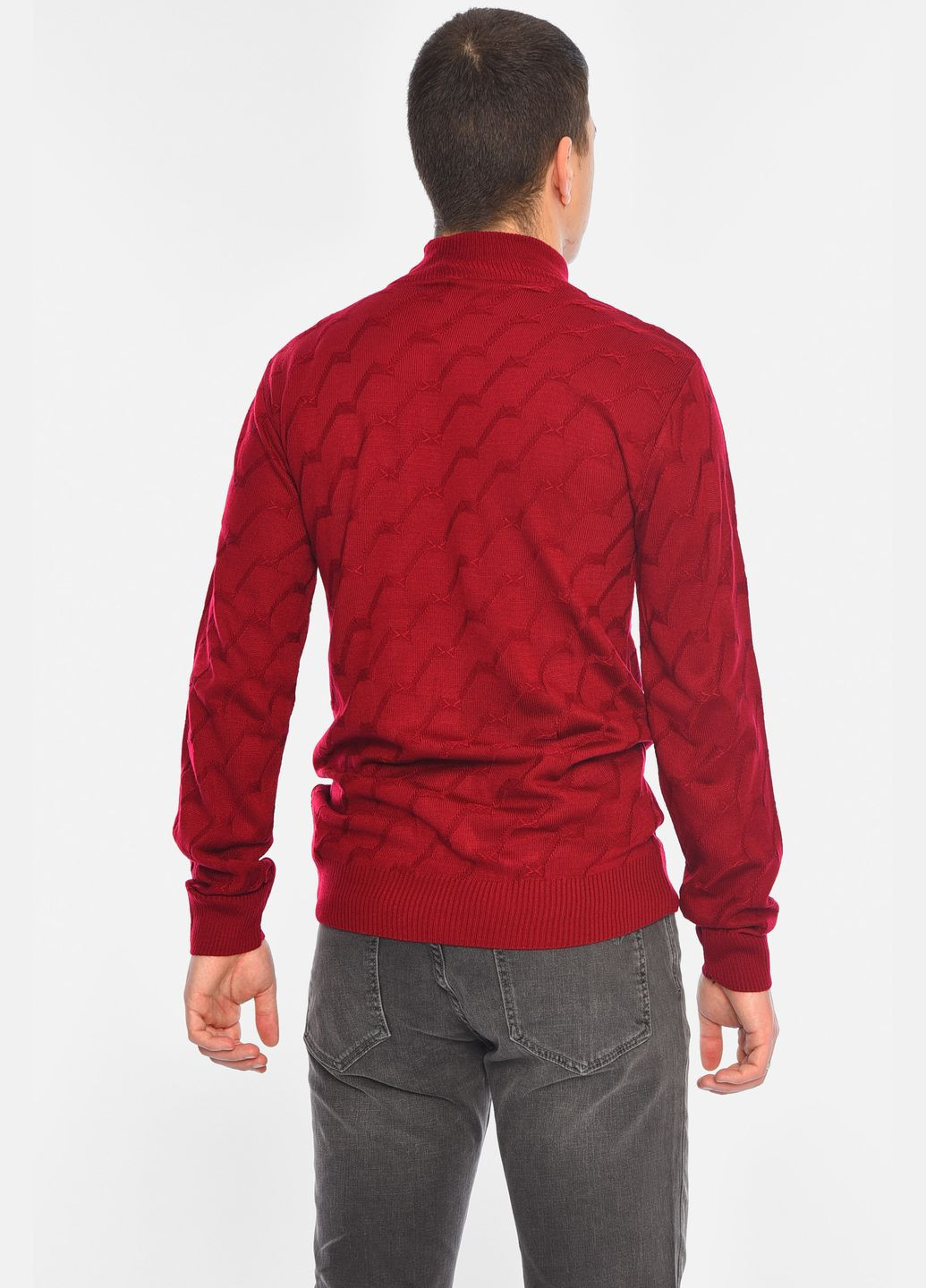 Бордовый демисезонный свитер мужской однотонный бордового цвета пуловер Let's Shop