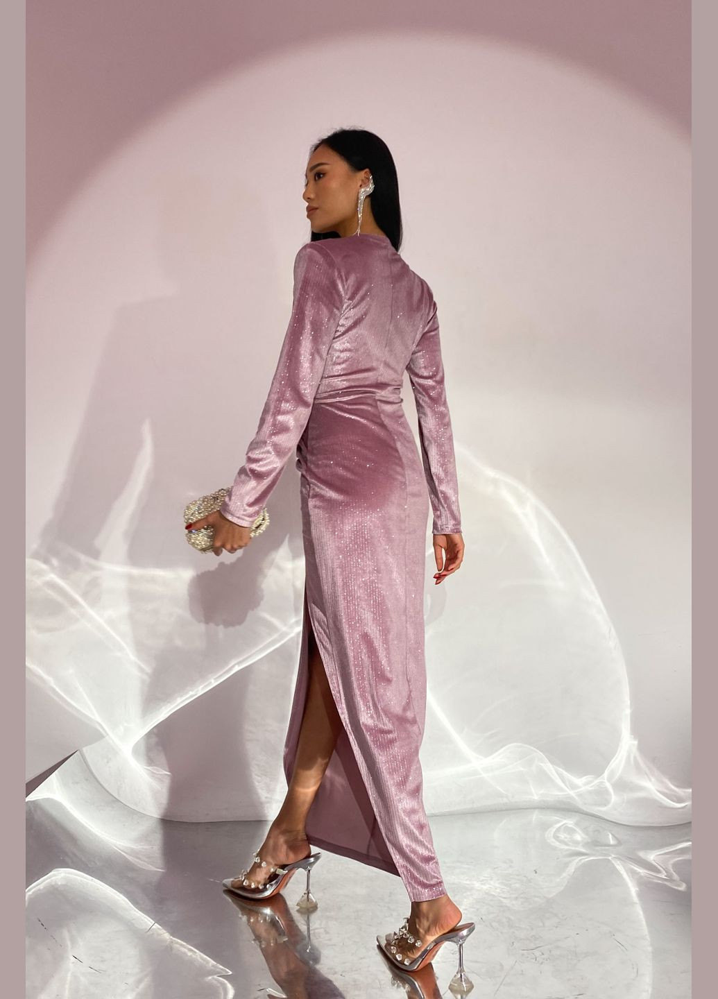 Пудровое праздничный, коктейльное, вечернее платье Liton