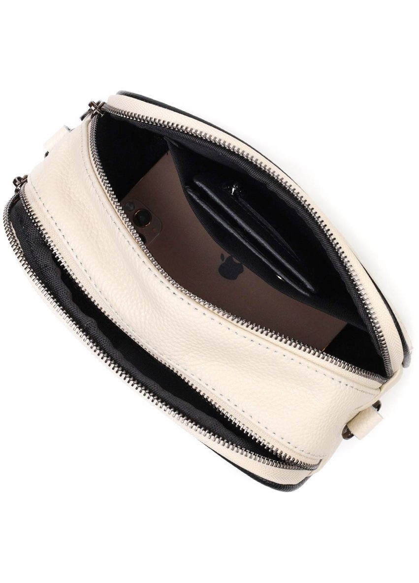 Сумка через плече жіноча крос-боді шкіряна 22117 Біла Vintage (302008758)