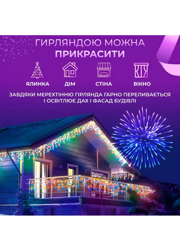 Гірлянда вулична світлодіодна 90 LED 3 метри білий дріт бахрома 18 ниток 3МWML Garlando (370800808)