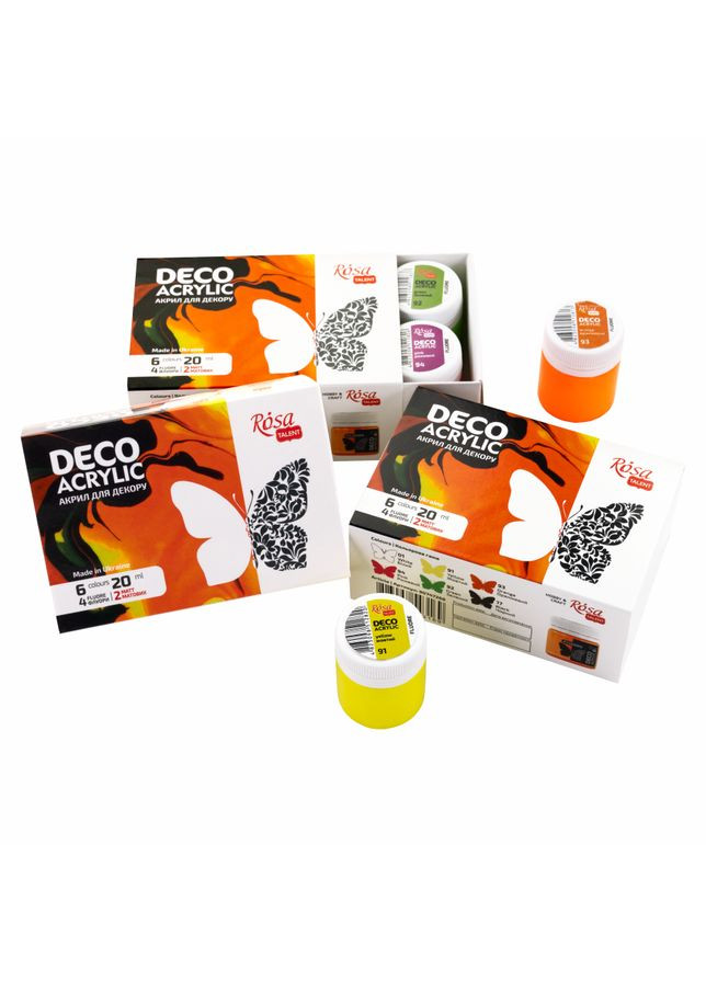Набор акриловых красок для декора цвета флуоресцентные 6×20 мл Rosa Talent (362661375)