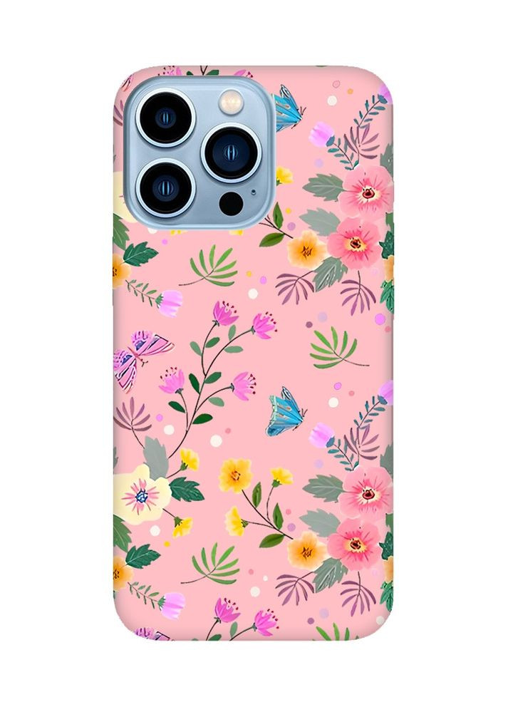 Матовий рожевий чохол на Apple iPhone 13 Pro Max:: Квітковий фон (принт 369) Creative (360700376)