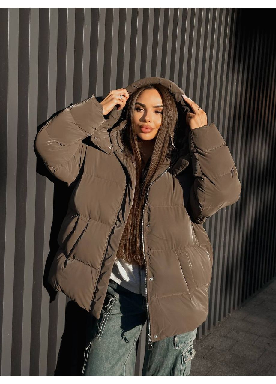 Коричневий зимній Пуховик No Brand