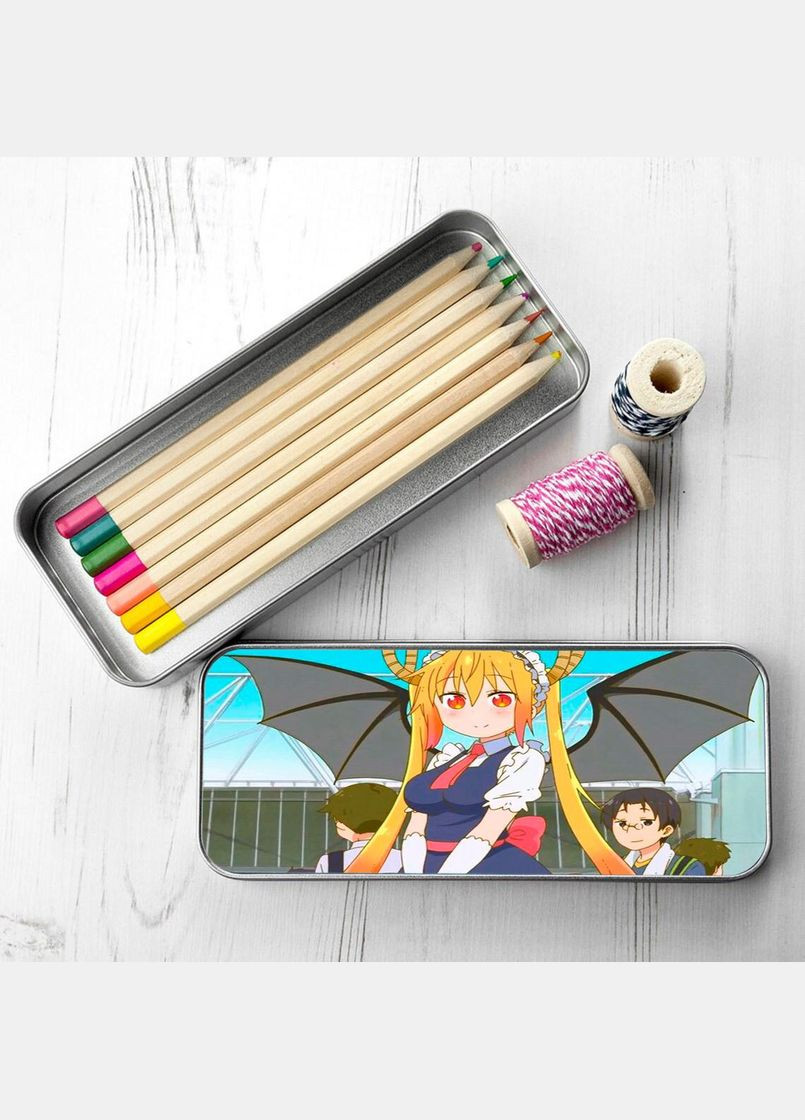Органайзер для канцелярских принадлежностей металлический, кейс для мелочей Аниме Драконкомнатница кобаяши #004 7*18 см Silver No Brand (309153679)